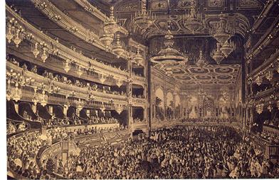 6_Interior de la sala del Liceo en una fiesta de carnaval. A. Battisttutz. 1861